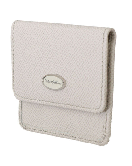 Dolce & Gabbana White Dauphine Leather Holder Pocket Wallet Condom Case
