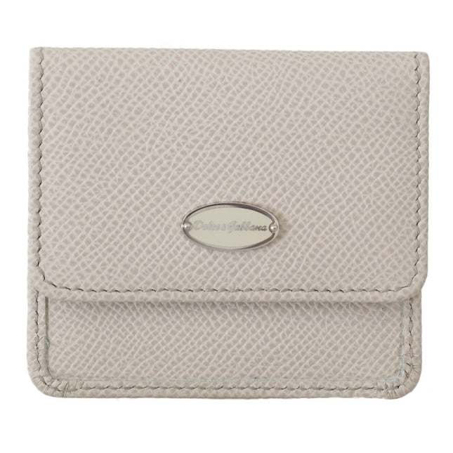 Dolce & Gabbana White Dauphine Leather Holder Pocket Wallet Condom Case