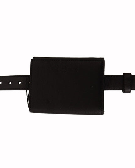 Dolce & Gabbana Black Leather Trifold Purse Belt Strap Multi Kit Wallet