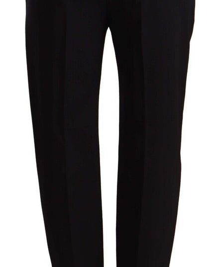 Dolce & Gabbana Black Mid Waist Skinny Trouser Wool Pants