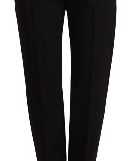 Dolce & Gabbana Black Mid Waist Skinny Trouser Wool Pants
