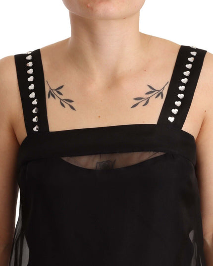 Dolce & Gabbana Black Silk Stretch Crystal Sheath Mini Dress