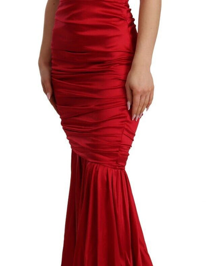 Dolce & Gabbana Red Silk Stretch Sheath Mermaid Gown Dress