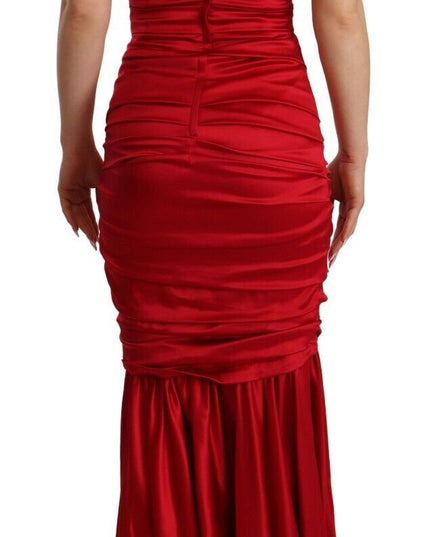 Dolce & Gabbana Red Silk Stretch Sheath Mermaid Gown Dress
