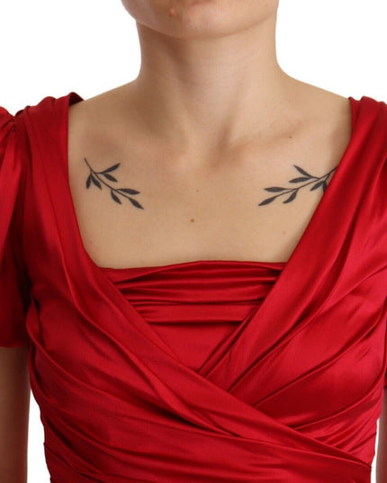 Dolce & Gabbana Red Silk Stretch Sheath Mermaid Gown Dress