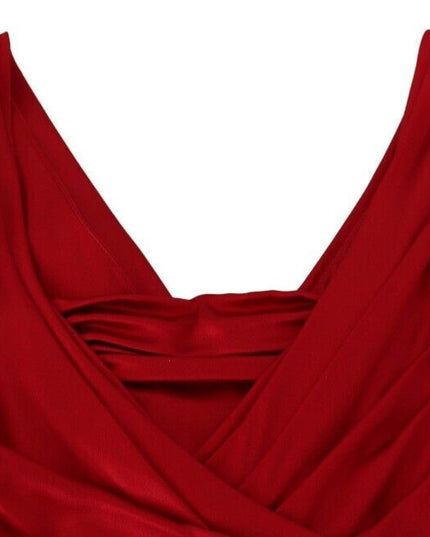 Dolce & Gabbana Red Silk Stretch Sheath Mermaid Gown Dress