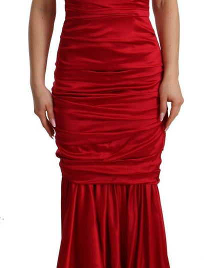 Dolce & Gabbana Red Silk Stretch Sheath Mermaid Gown Dress