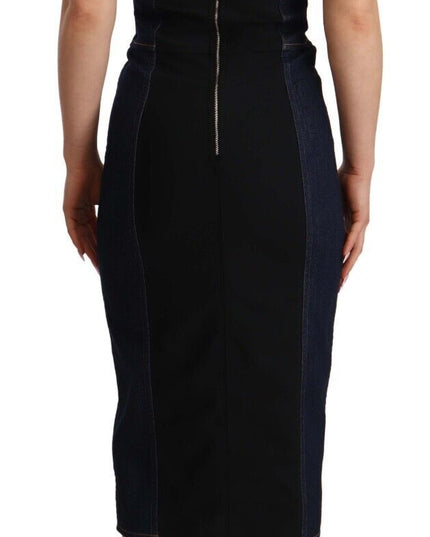 Dolce & Gabbana Dark Blue Cotton Denim Sheath Midi Dress