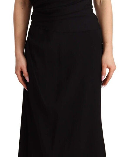 Dolce & Gabbana Black Silk Stretch Strapless Sheath Midi Dress