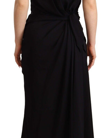 Dolce & Gabbana Black Silk Stretch Strapless Sheath Midi Dress
