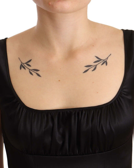 Dolce & Gabbana Black Silk Stretch Sheath Mermaid Midi Dress