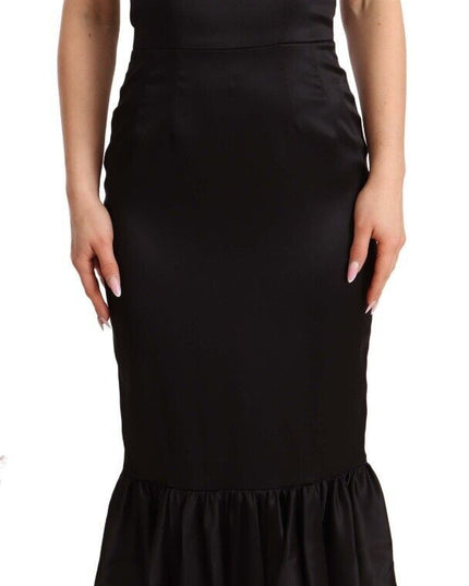 Dolce & Gabbana Black Silk Stretch Sheath Mermaid Midi Dress