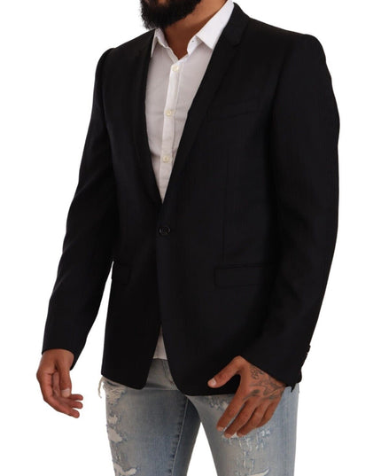 Dolce & Gabbana Black Wool Single Breasted Suit GOLD Jacket