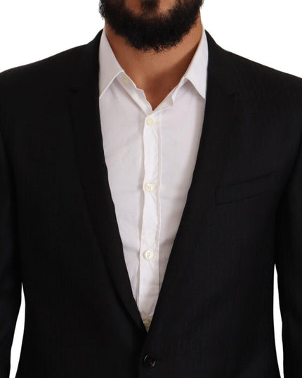 Dolce & Gabbana Black Wool Single Breasted Suit GOLD Jacket
