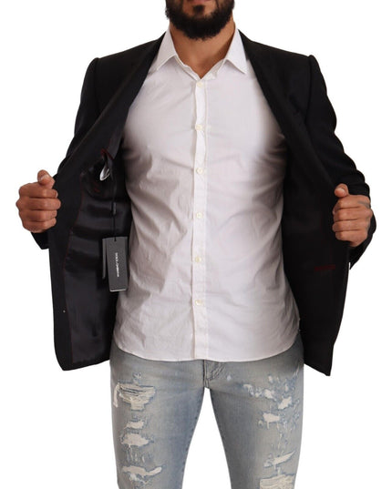 Dolce & Gabbana Black Wool Single Breasted Suit GOLD Jacket