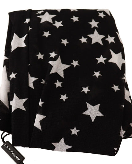 Dolce & Gabbana Black White Stars Print Nylon Stockings