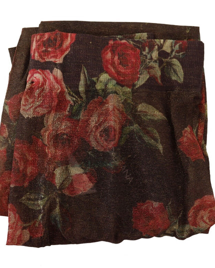 Dolce & Gabbana Black Floral Print Stockings Nylon Tights