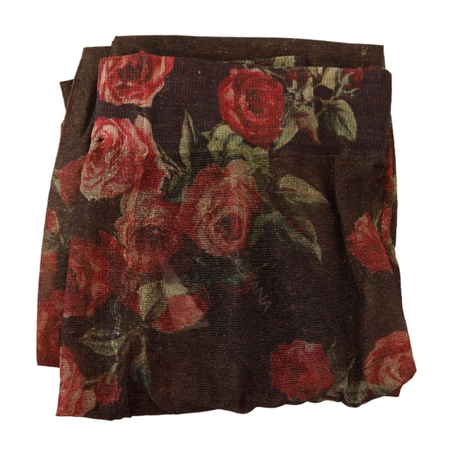 Dolce & Gabbana Black Floral Print Stockings Nylon Tights