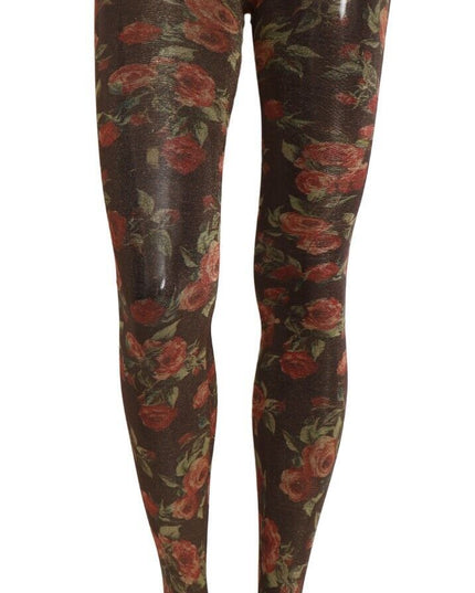 Dolce & Gabbana Black Floral Print Stockings Nylon Tights