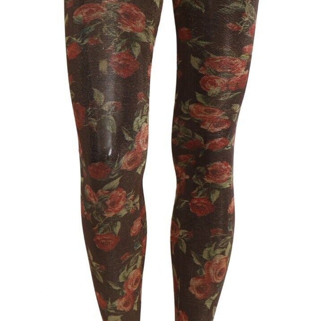 Dolce & Gabbana Black Floral Print Stockings Nylon Tights