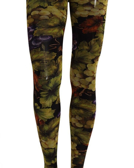 Dolce & Gabbana Black Grapes Print Stockings Tights