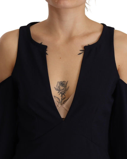 Twinset Black Long Sleeves Open Shoulder A-line Dress