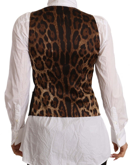 Dolce & Gabbana Black Button Down Sleeveless Vest Polyester Top
