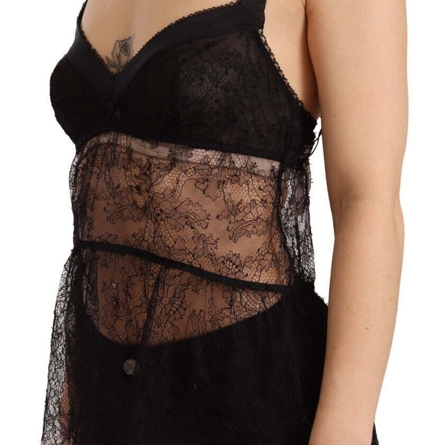Dolce & Gabbana Black Silk Lace Babydoll Nylon Lingerie Top