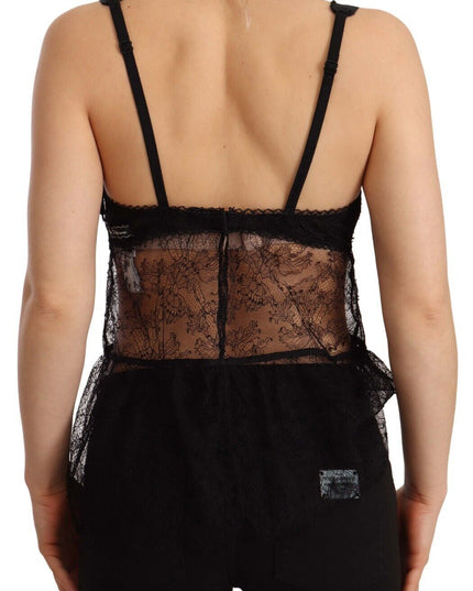 Dolce & Gabbana Black Silk Lace Babydoll Nylon Lingerie Top
