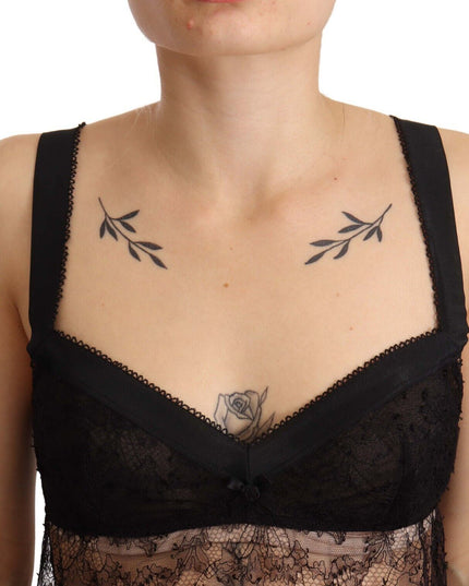 Dolce & Gabbana Black Silk Lace Babydoll Nylon Lingerie Top