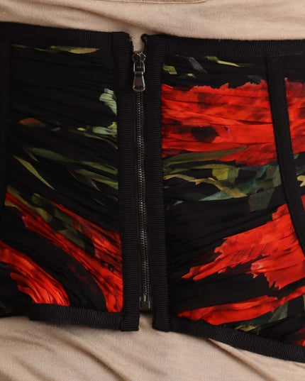 Dolce & Gabbana Black Corset Belt Stretch Waist Strap Silk Top