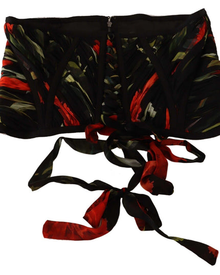 Dolce & Gabbana Black Corset Belt Stretch Waist Strap Silk Top
