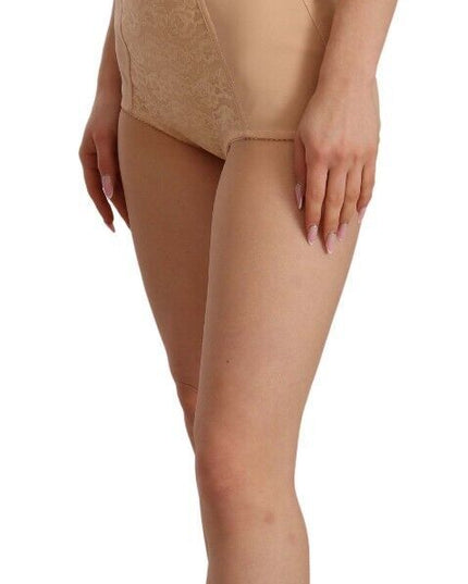 Dolce & Gabbana Beige Nylon Floral Lace Bodysuit Underwear