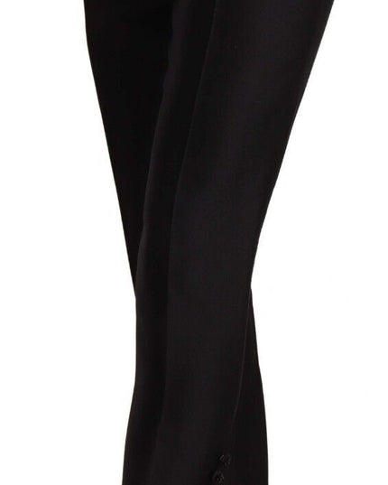 Dsquared² Black Button Embellished Cropped High Waist Pants