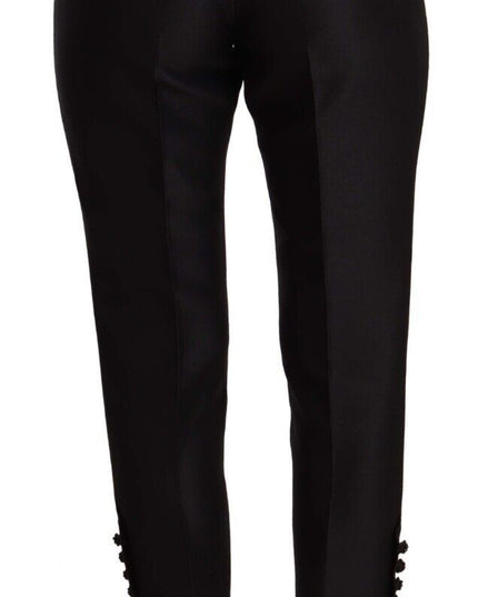 Dsquared² Black Button Embellished Cropped High Waist Pants