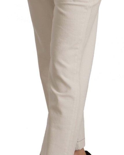 Dolce & Gabbana Off White Cotton Flared Cropped Denim Jeans