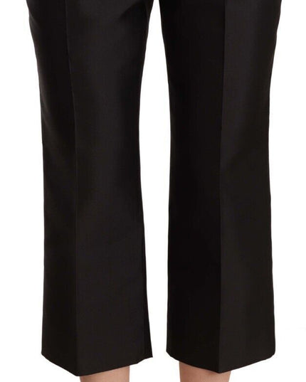 Dolce & Gabbana Black 100% Silk Flared Cropped Pants