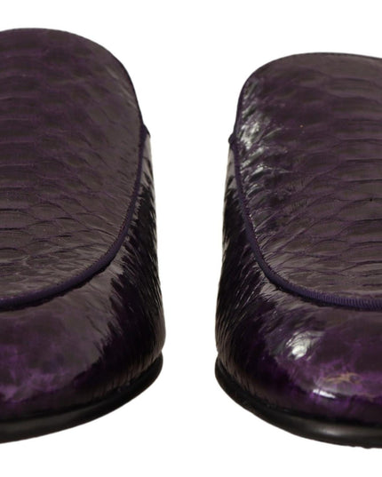 Dolce & Gabbana Purple Exotic Leather Flats Slides Shoes