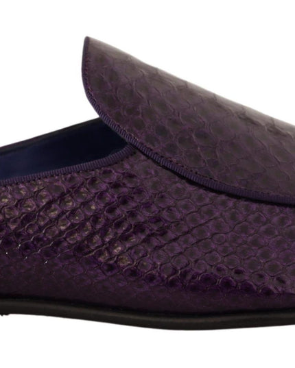 Dolce & Gabbana Purple Exotic Leather Flats Slides Shoes