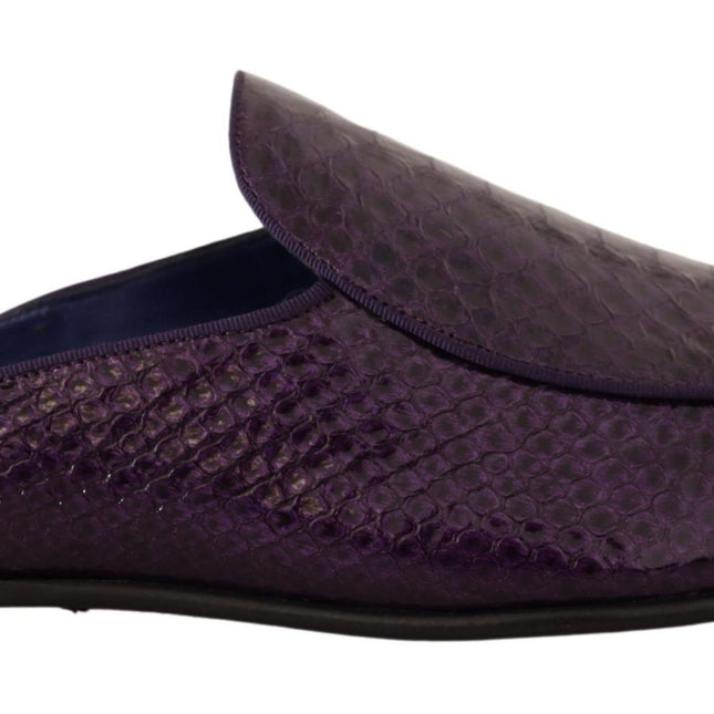 Dolce & Gabbana Purple Exotic Leather Flats Slides Shoes
