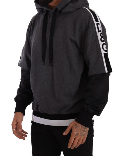 Dolce & Gabbana Gray Black Cotton Hooded #DGMILLENNIALS Sweater
