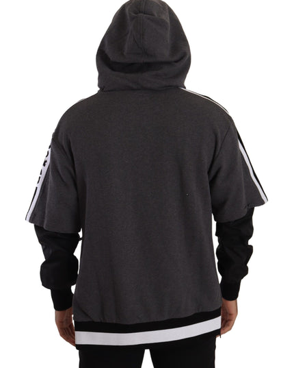 Dolce & Gabbana Gray Black Cotton Hooded #DGMILLENNIALS Sweater