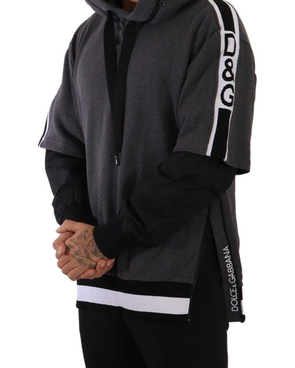 Dolce & Gabbana Gray Black Cotton Hooded #DGMILLENNIALS Sweater