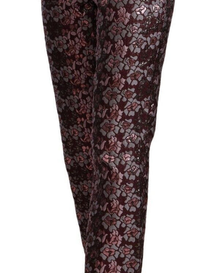 House of Holland Multicolor Floral Jacquard Flared Cropped Pants