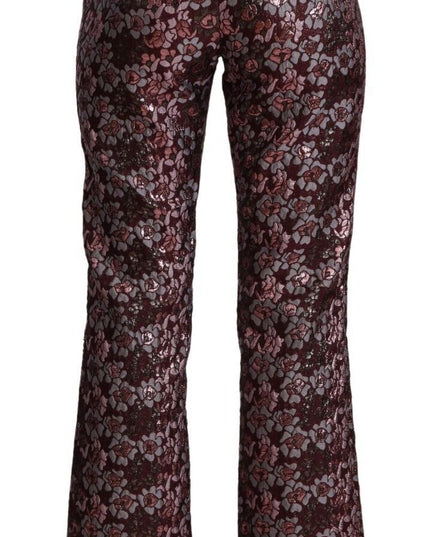 House of Holland Multicolor Floral Jacquard Flared Cropped Pants