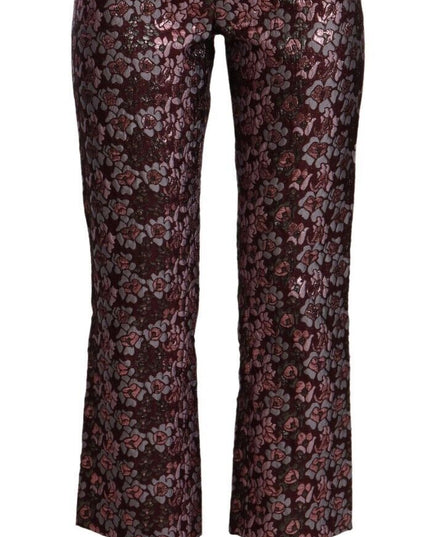 House of Holland Multicolor Floral Jacquard Flared Cropped Pants