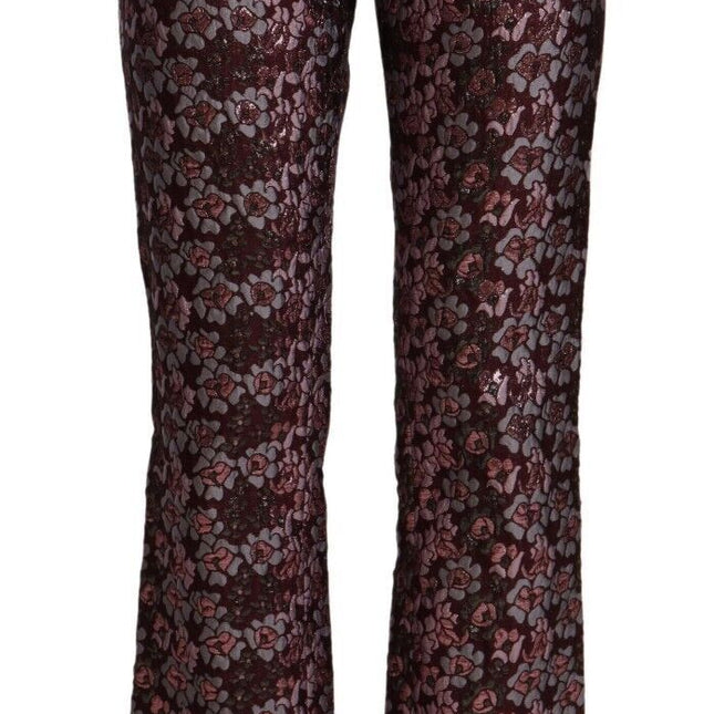 House of Holland Multicolor Floral Jacquard Flared Cropped Pants
