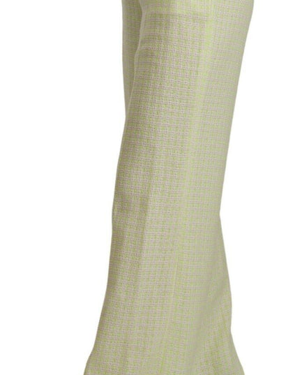 MSGM Yellow Green Cotton High Waist Straight Long Pants