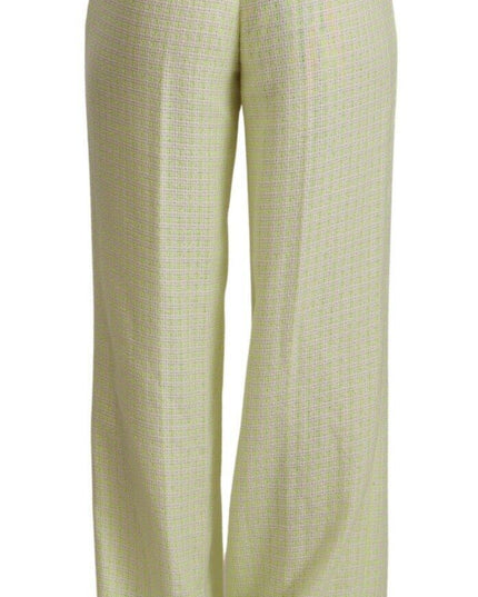 MSGM Yellow Green Cotton High Waist Straight Long Pants