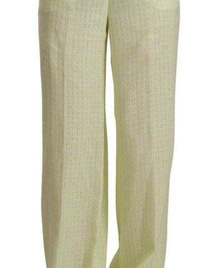MSGM Yellow Green Cotton High Waist Straight Long Pants